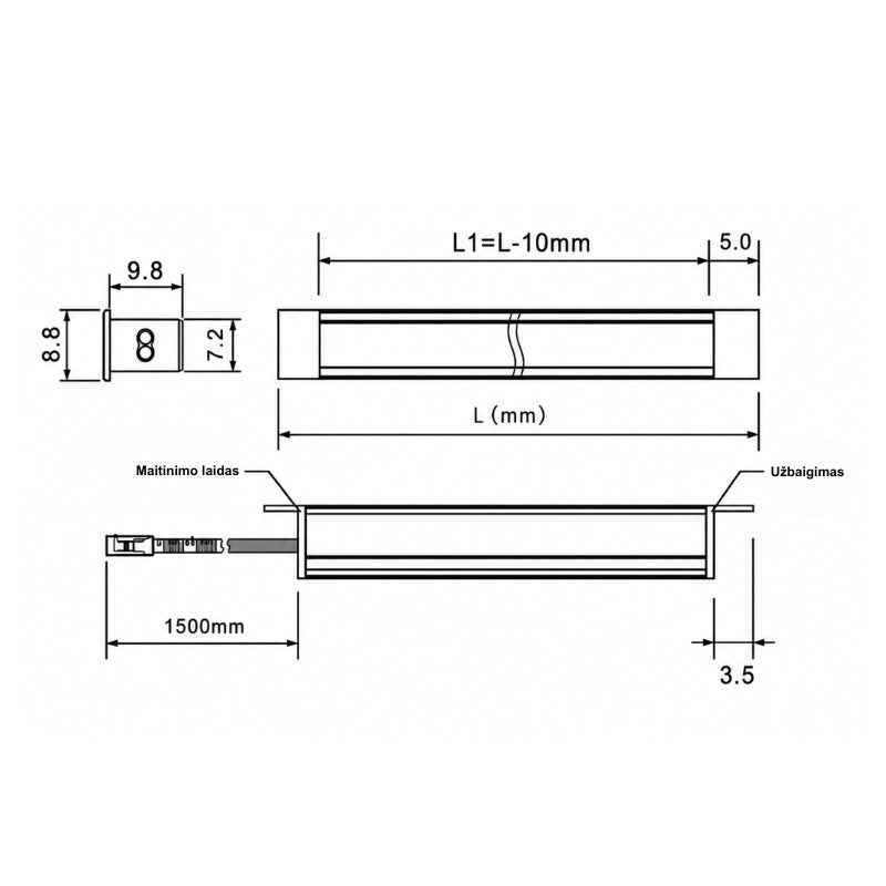 LED profiil MINI GROOVE süvistatav, Freecut LED-ribaga
