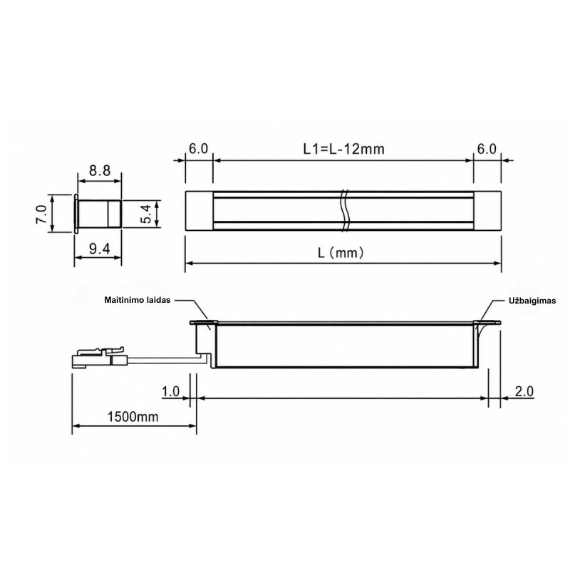 LED profiil MICRO GROOVE süvistatav, Freecut LED-ribaga
