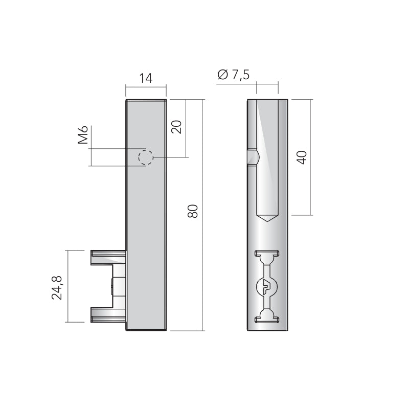 Hanging rail LINEAR 4 right side bracket
