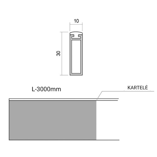 Hanging rail LINEAR — Colour: silver (K-1 /10x30AL)