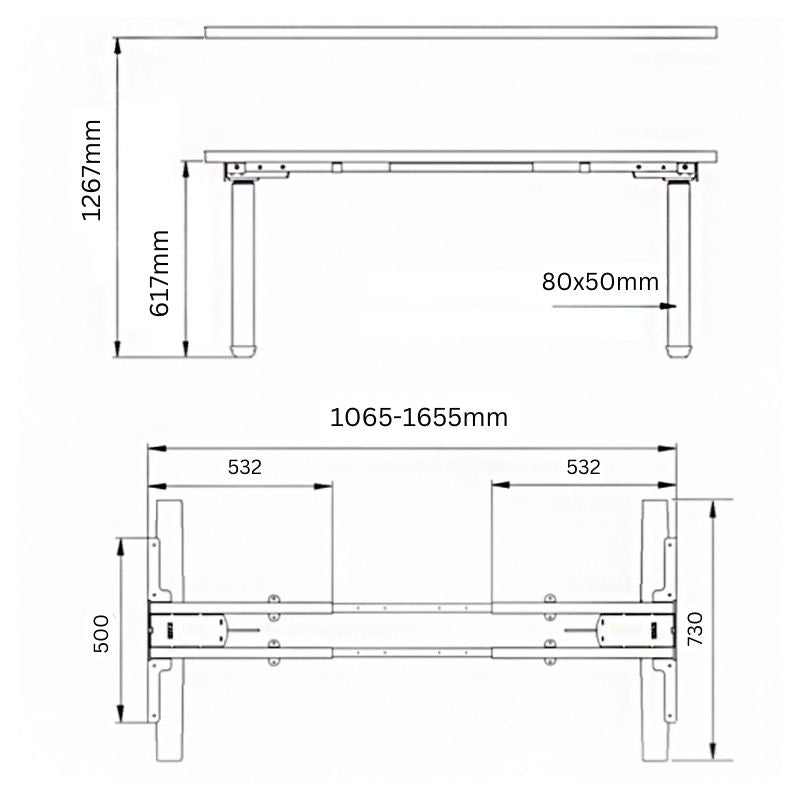 Electric height adjustable desk frames (rectangle, 3p.)
