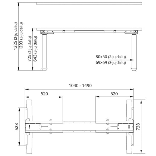 Electric height adjustable desk frames (rectangle, 2p.) — Colour: White