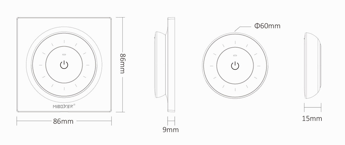 Wall switch for 1-zone single and CCT color LED strip (ECO)