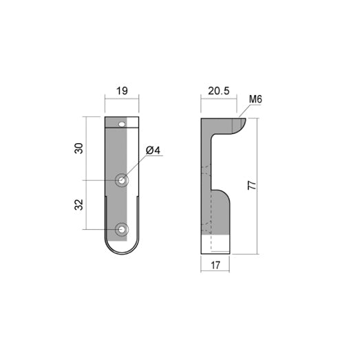 Hanging rail 15×30 side EUROPA bracket — Colour: White (K-2 /LG77)