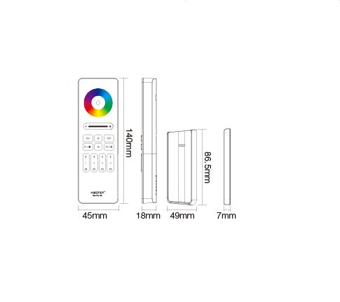 Remote control for 4 zone RGB / RGBW / RGBCCT LED strip (EKO)