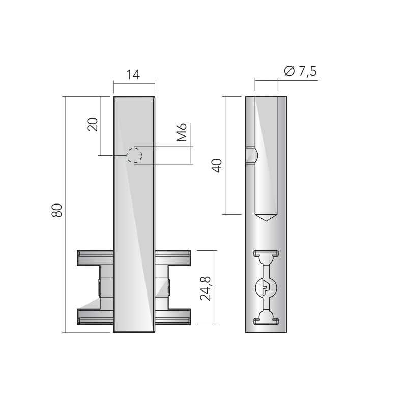 Hanging rail LINEAR 4 central bracket