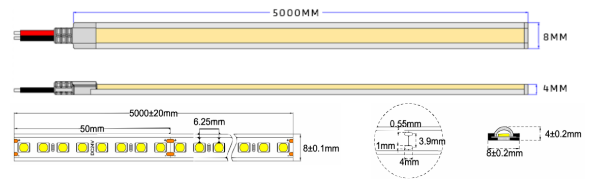 LED STRIP NEON, FLEX, 4x8MM