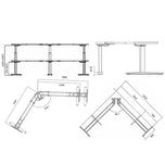 Electric height adjustable tripple desk frames (square, 3p.)